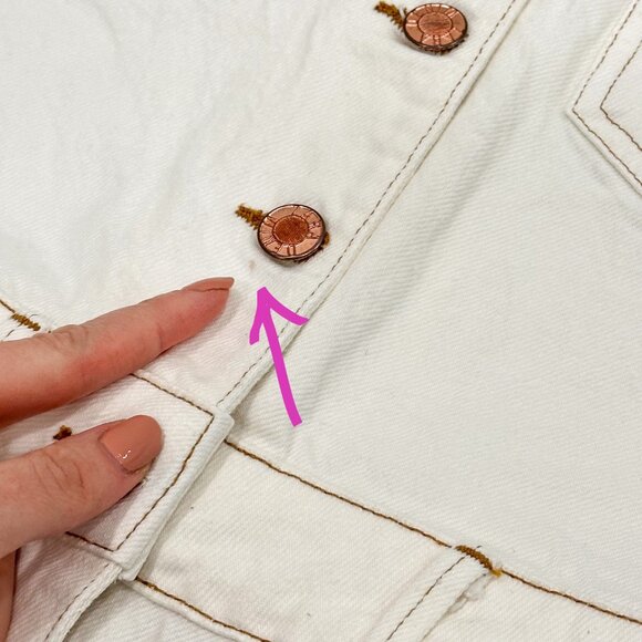 Zara Cotton Denim Jumpsuit Boilersuit with Contrast Topstitching in Ecru Size XS - Picture 16 of 16